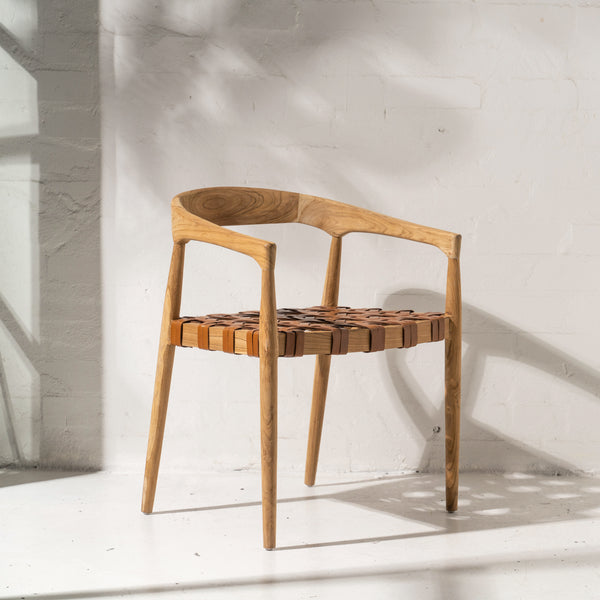 Larah Leather & Teak Chair Natural