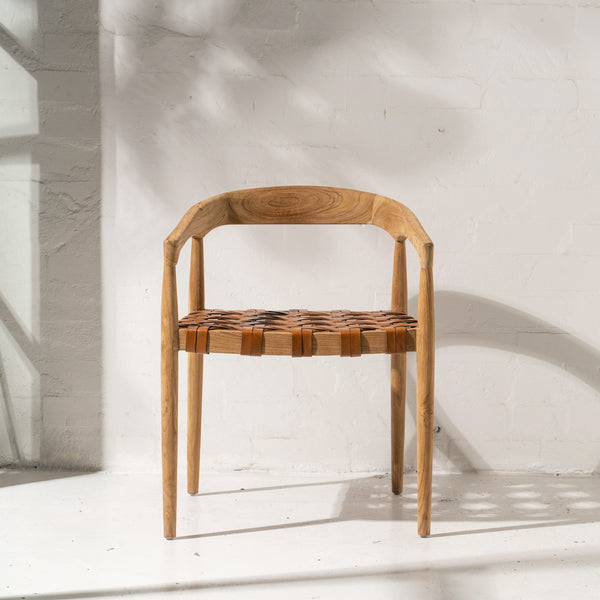 Larah Leather & Teak Chair Natural