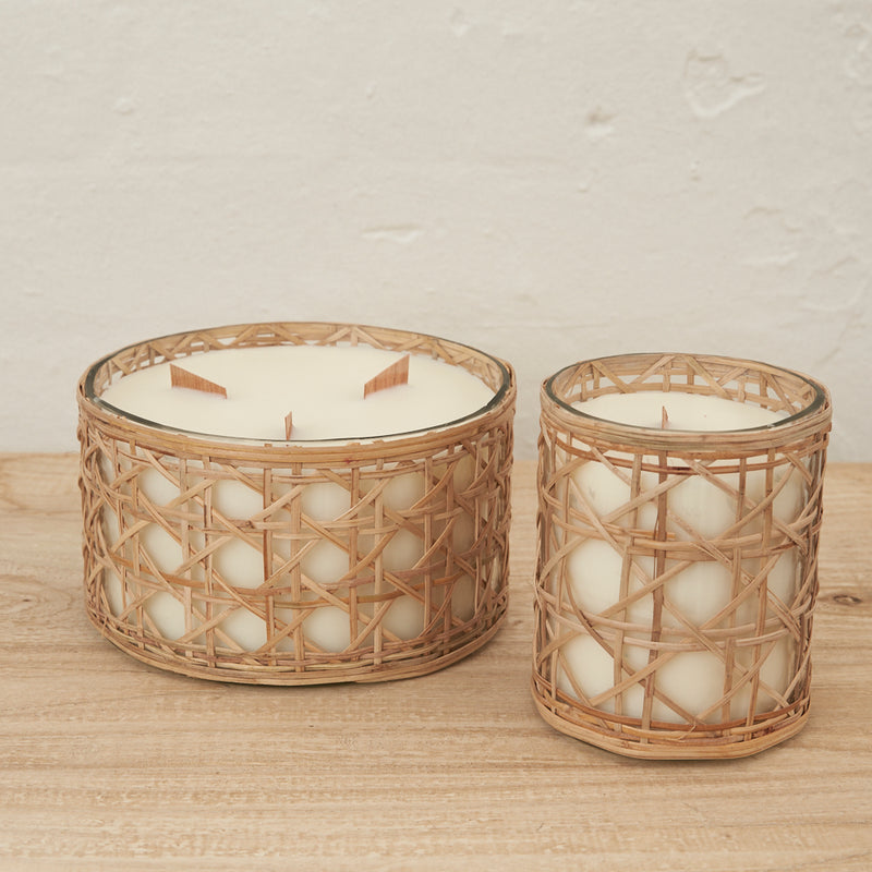 Lida Rattan Wrapped Candle
