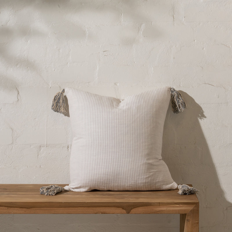 Vera Striped Cotton Cushion with Tassels